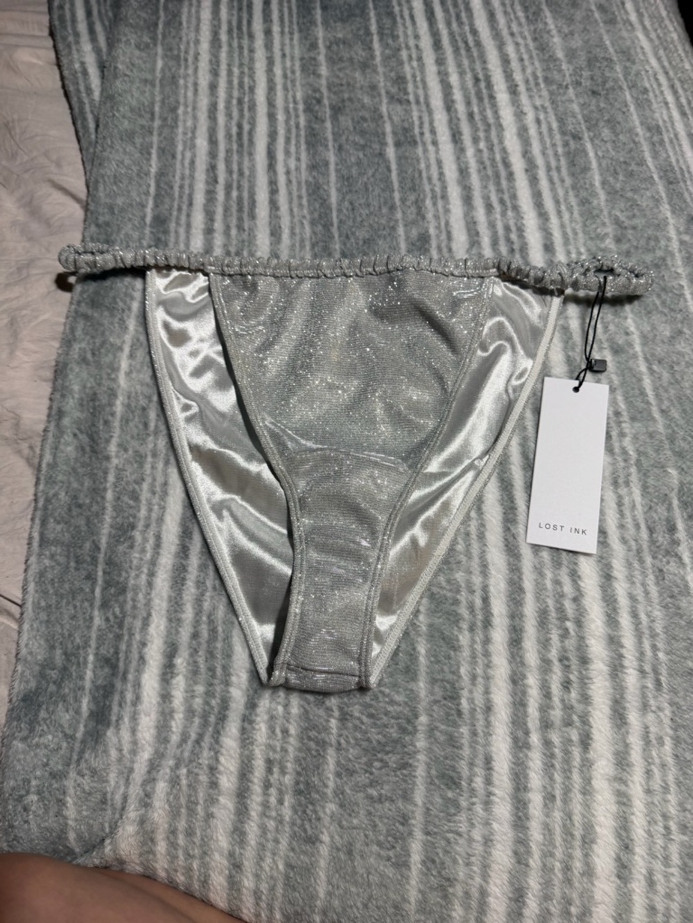 🌧️☀️Lost Ink Silver Shimmer Bikini Bottom